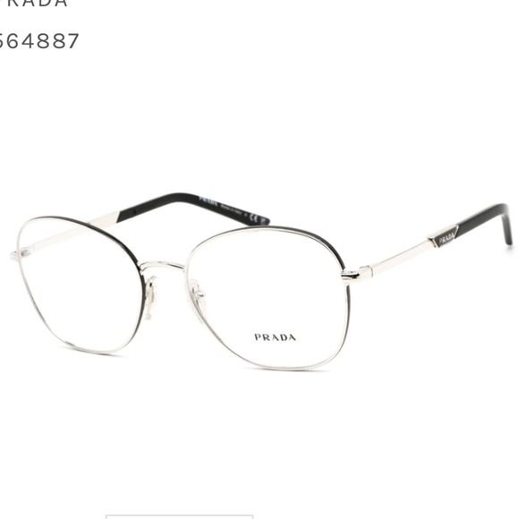 Prada 0PR 64YV Eyeglasses Silver/Black Frame Round Full Rim 54-18-135 No Case - Picture 5 of 15